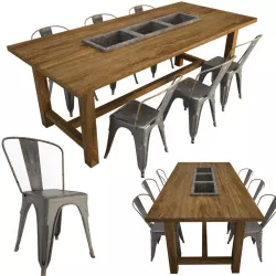 Brenda Table and Tolix Chairs 3D model