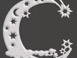 Christmas Tree Ornament - Moon and Stars