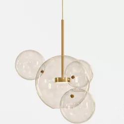 Clear Glass Ball Futuristic Chandeliers Art Deco Pendant Lamp 3D model