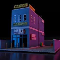 COMMERCIAL STORE STREET BUILDING LOW POLY PBR Low-poly  3D model