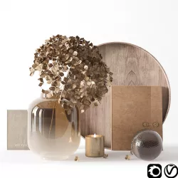 Decorative set with dryed hydrangea 3D model