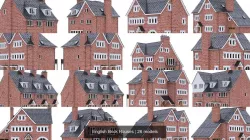 English Brick Houses 3D Model Collection