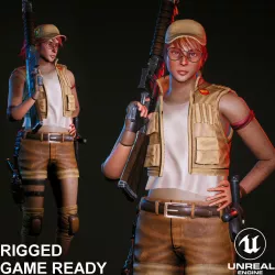 Fio Metal Slug Rigged Unreal Game Ready Char Low-poly  3D model