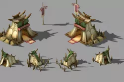 Game Army - Camp - Tents 03 3D model