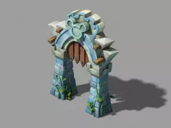 Game Cartoon - City - City Gate 02 3D model