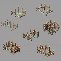 Game Cartoon - Handle - Fence 03 3D model