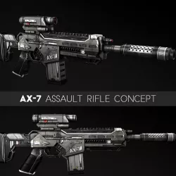 gun assault for 3dsmax and vray 3D model