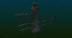 Halloween low poly cartoon Graveyard Gate and Grave Stone Low-poly  3D model