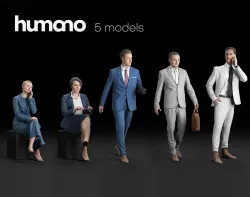 Humano 5-Pack - Business OFFICE - 5x 3D models 01A 3D Model Collection