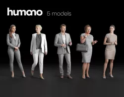 Humano 5-Pack - PEOPLE - TALKING - GROUP - 5x 3D models 03C 3D Model Collection