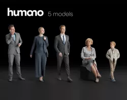 Humano 5-Pack - PEOPLE - WALKING - SITTING - 5x 3D models 03D 3D Model Collection