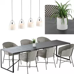 Industry West Parquette Dining Table Set 3D model