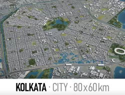 Kolkata - city and surroundings Low-poly  3D model