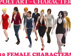 Low poly Character Pack 01 - Casual Females Low-poly  3D model