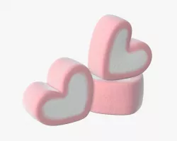 Marshmallows candy heart shape 3D model