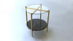 Mid-Century Art Display Side Table - Walnut 3D model