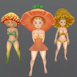 Mushroom girl Low-poly  3D model