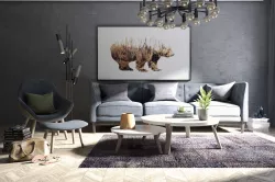 Nice Living Room Sofa Set 3D Model Vray Settings and PSD File 3D model
