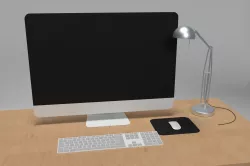 Office Desk Set 3D Model Low-poly  3D model