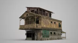 Realistic two story house Low-poly  3D model