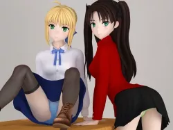 Saber and Rin Tohsaka pose 02 3D model