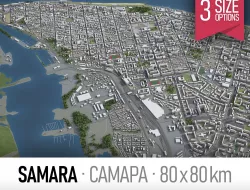 Samara - city and surroundings Low-poly  3D model