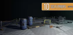 Sci fi industrail props Low-poly  3D model