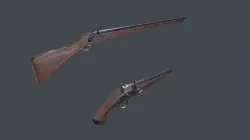 Set flintlock weapon Low-poly  3D model