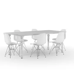 Set Vitra Eames Plastic Side chair DSR With Table 3D model