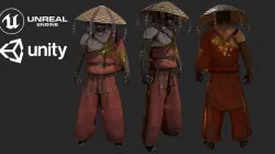 Shinobi PBR Game Character Low-poly  3D model