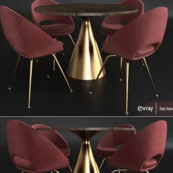 Silhouette Pedestal Round Dining Table 3D model