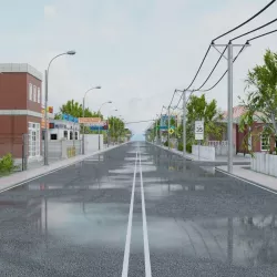 SMALL CITY TOWN TILEABLE SCENE Low-poly  3D model
