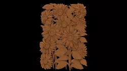 Sunflower wall decor 3d stl models for artcam and aspire 3D model