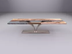 Table with glass and wood mixed Low-poly  3D model