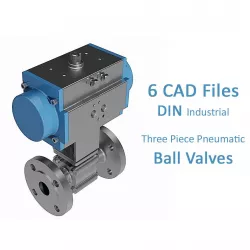 Three Piece Pneumatic Ball Valve - DIN Flanged Ends -  3D model
