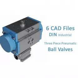 Three Piece Pneumatic Ball Valves - DIN Welding Ends -  3D model