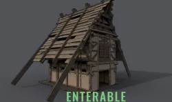 Viking House - Enterable Low-poly  3D model