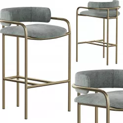 West Elm-Lenox Velvet Counter Stool 3D model