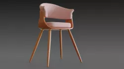 Wooden chair with a pillow 3D model