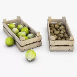 Wooden Crates with Vegetables 3D model