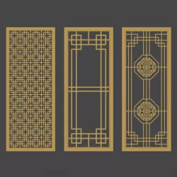 3 KOREAN TRADITIONAL PATTERN PANELS Low-poly  3D model