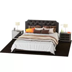 3D model Double bed bedside tables 3D model