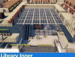 5 floor Library with Interiors and Exteriors Low-poly  3D model