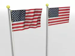 American Flag Pole Low-poly  3D model