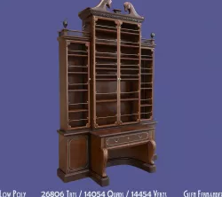 Antique Victorian Bookcase Low-poly  3D model