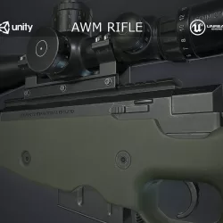 AWM Sniper Rifle Low-poly  3D model