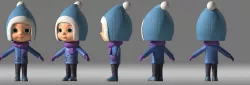 cartoon boy child student Winter clothes 3D model