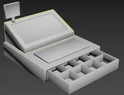 Cash Register cashier money buy receipt store modern compact  3D model