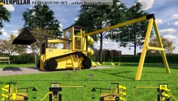 Caterpillar  excavator bulldozer Playground Set  3d model Low-poly  3D model