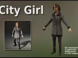 City Girl Animated character Low-poly  3D model